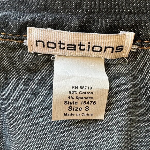 Susan Graver Notations Denim Dress Jean Jacket Charcoal Embroidered Beads Size S - Picture 10 of 12